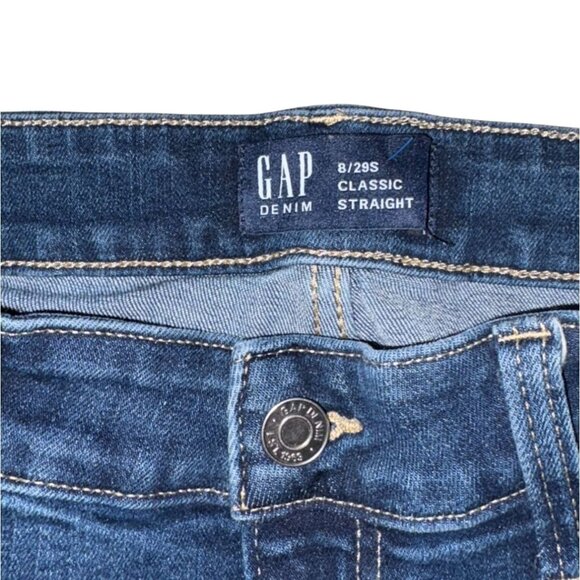 Gap Denim Womens Classic Straight Leg Dark Wash Denim Jeans-8S-GUC - Picture 4 of 7